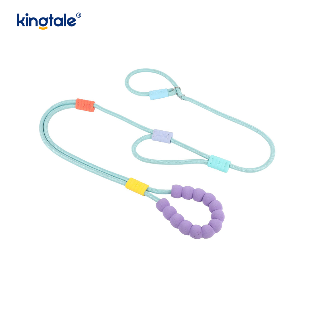 Aucune laisse colorée réglable en nylon durable de glissement de chien de poignée de double de traction