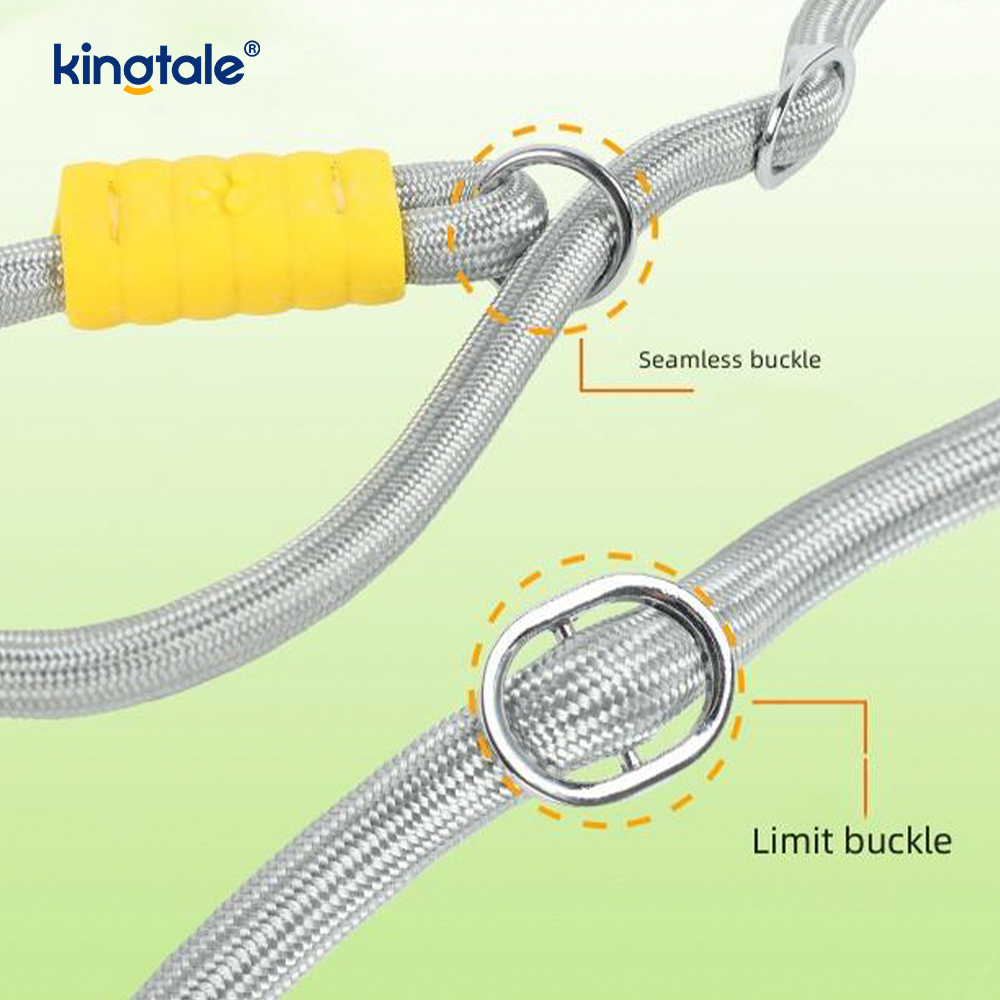 Aucune laisse colorée réglable en nylon durable de glissement de chien de poignée de double de traction