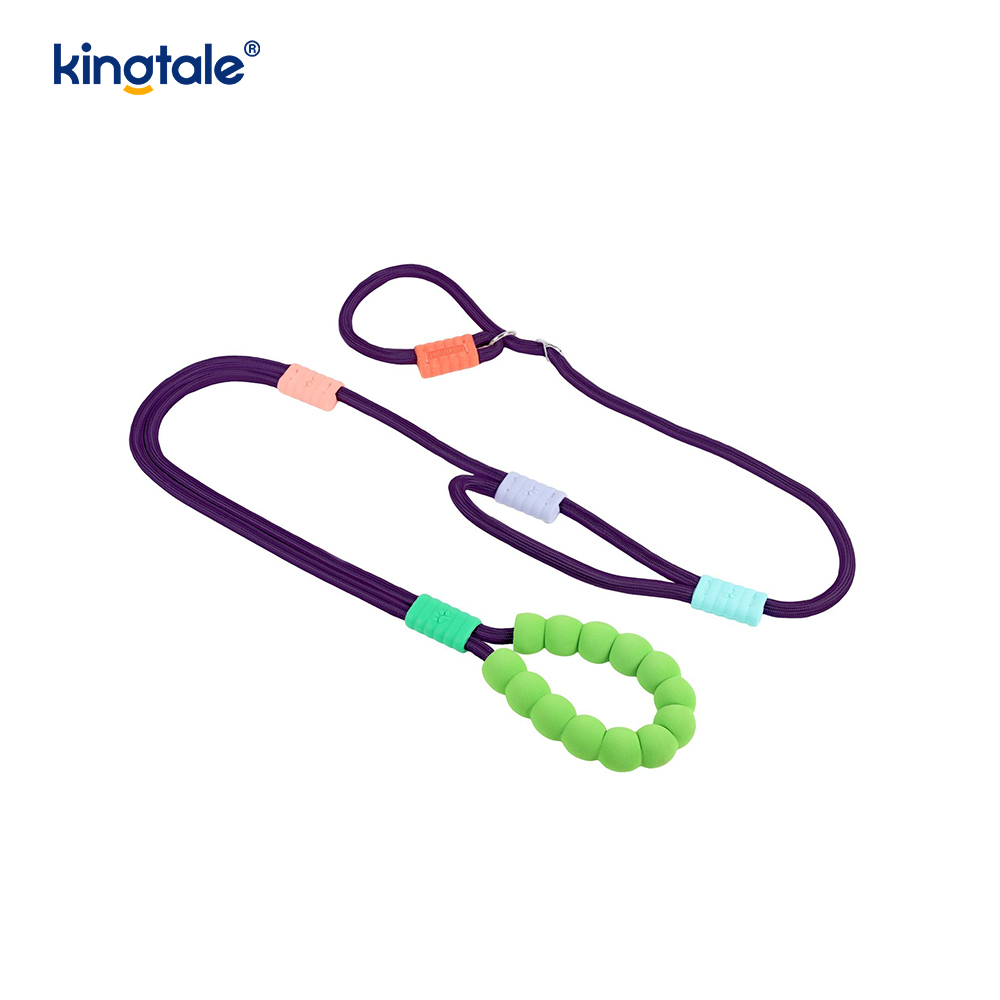Aucune laisse colorée réglable en nylon durable de glissement de chien de poignée de double de traction