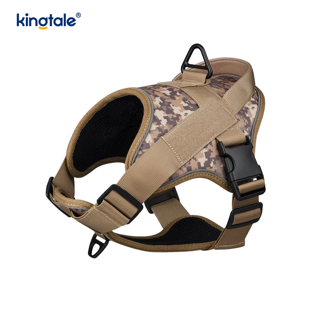 Harnais tactique robuste pour chien, gilet réfléchissant réglable sans traction pour animaux de compagnie