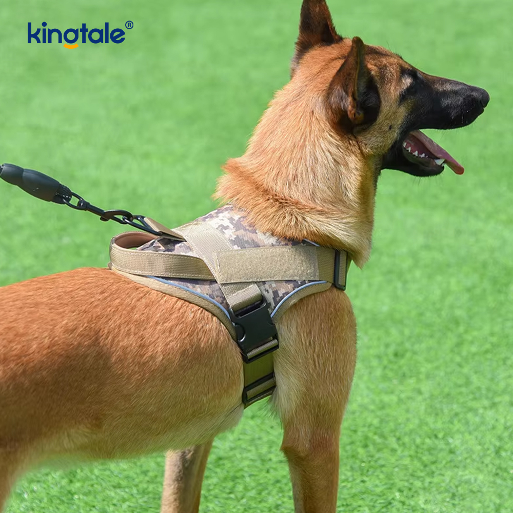 Harnais tactique robuste pour chien, gilet réfléchissant réglable sans traction pour animaux de compagnie