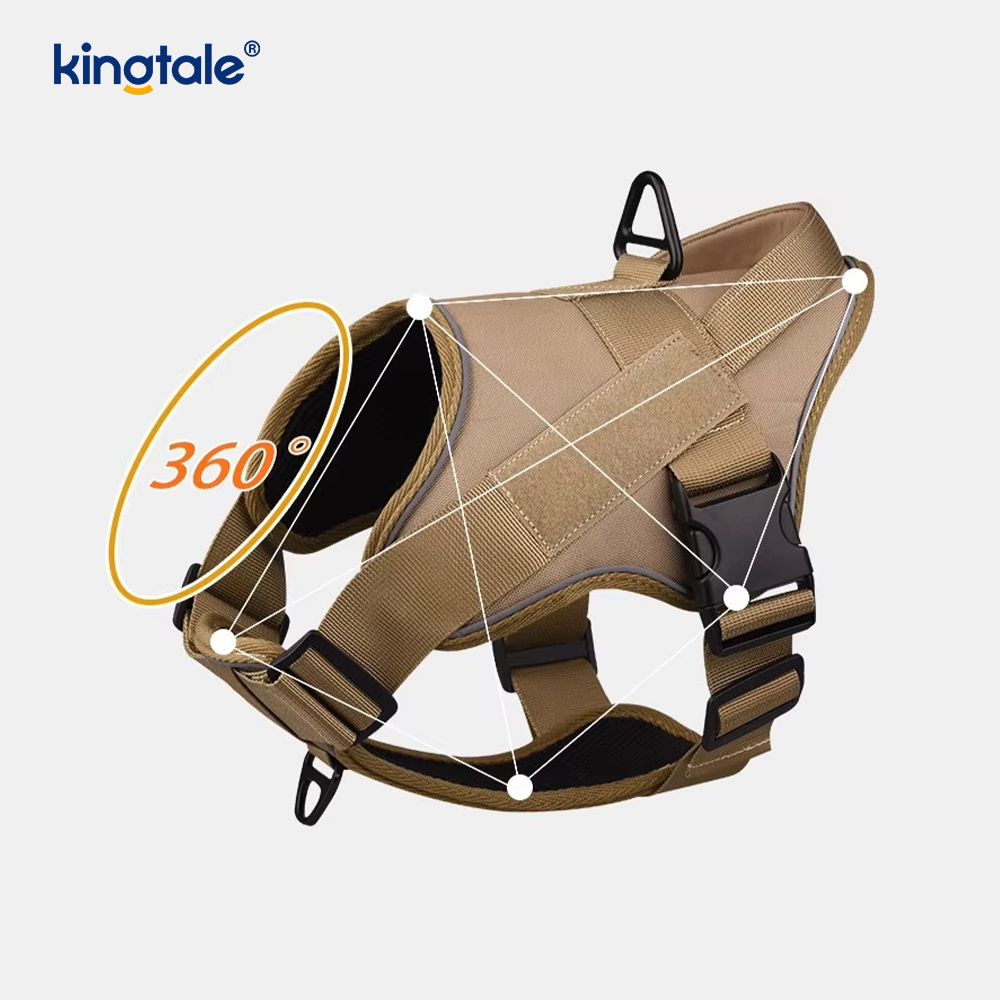 Harnais tactique robuste pour chien, gilet réfléchissant réglable sans traction pour animaux de compagnie