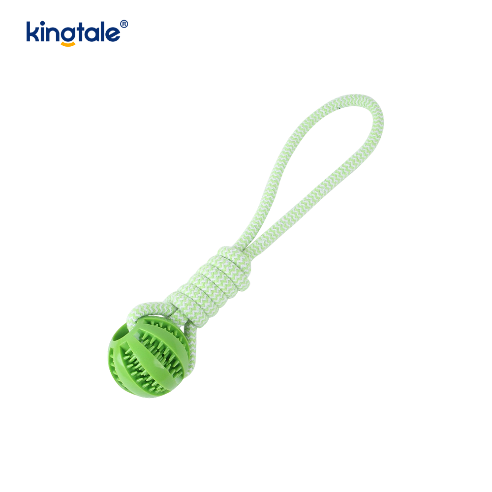 Jouet pour animaux de compagnie, boule de distribution de friandises en caoutchouc, corde de chanvre tirée à la main, nettoyage des dents