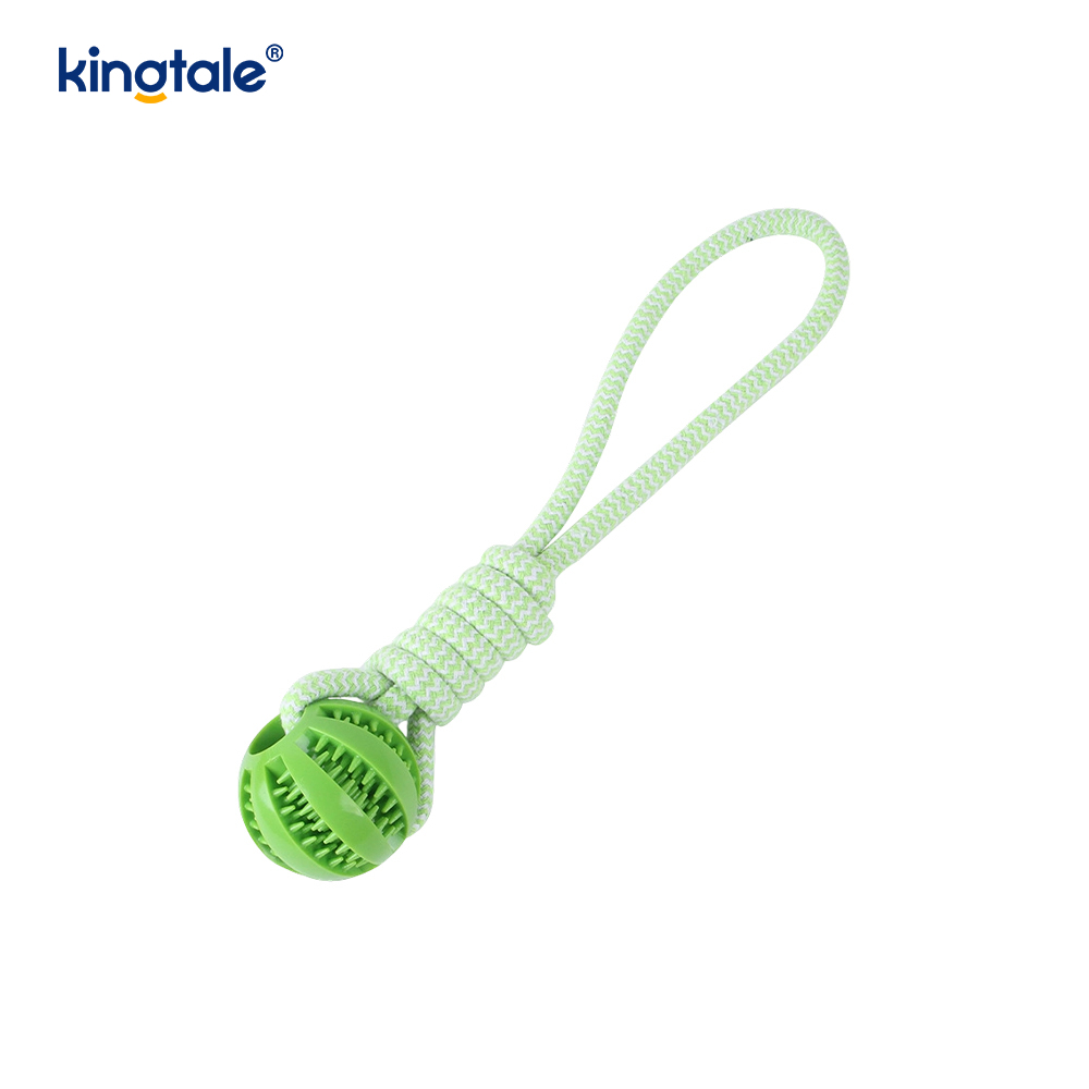 Jouet pour animaux de compagnie, boule de distribution de friandises en caoutchouc, corde de chanvre tirée à la main, nettoyage des dents