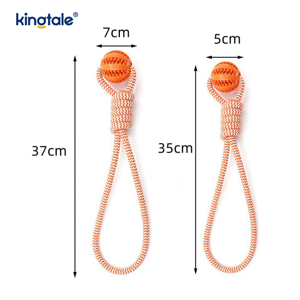 Jouet pour animaux de compagnie, boule de distribution de friandises en caoutchouc, corde de chanvre tirée à la main, nettoyage des dents