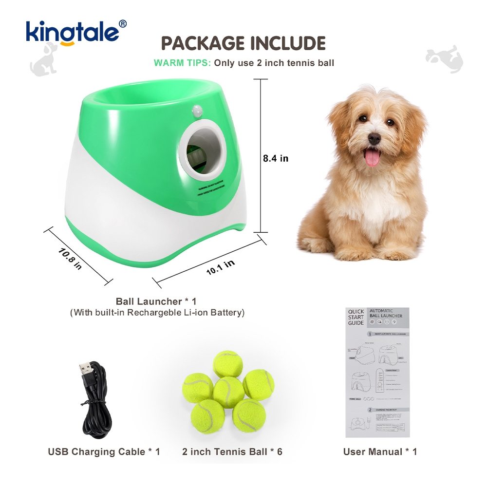 Lanceur de balle automatique avec 3 mini balles de tennis, jouets pour chiens en plein air