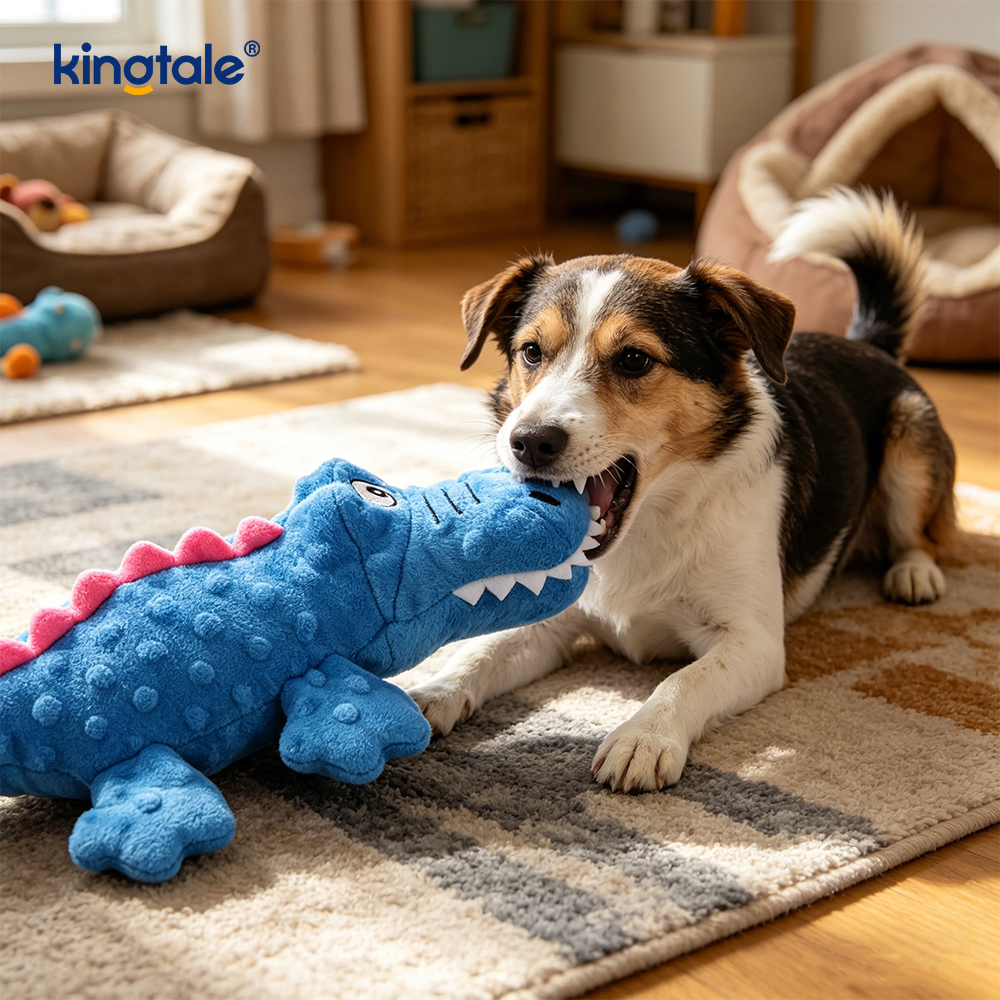 Jouet à mâcher en peluche pour chien avec voix de crocodile