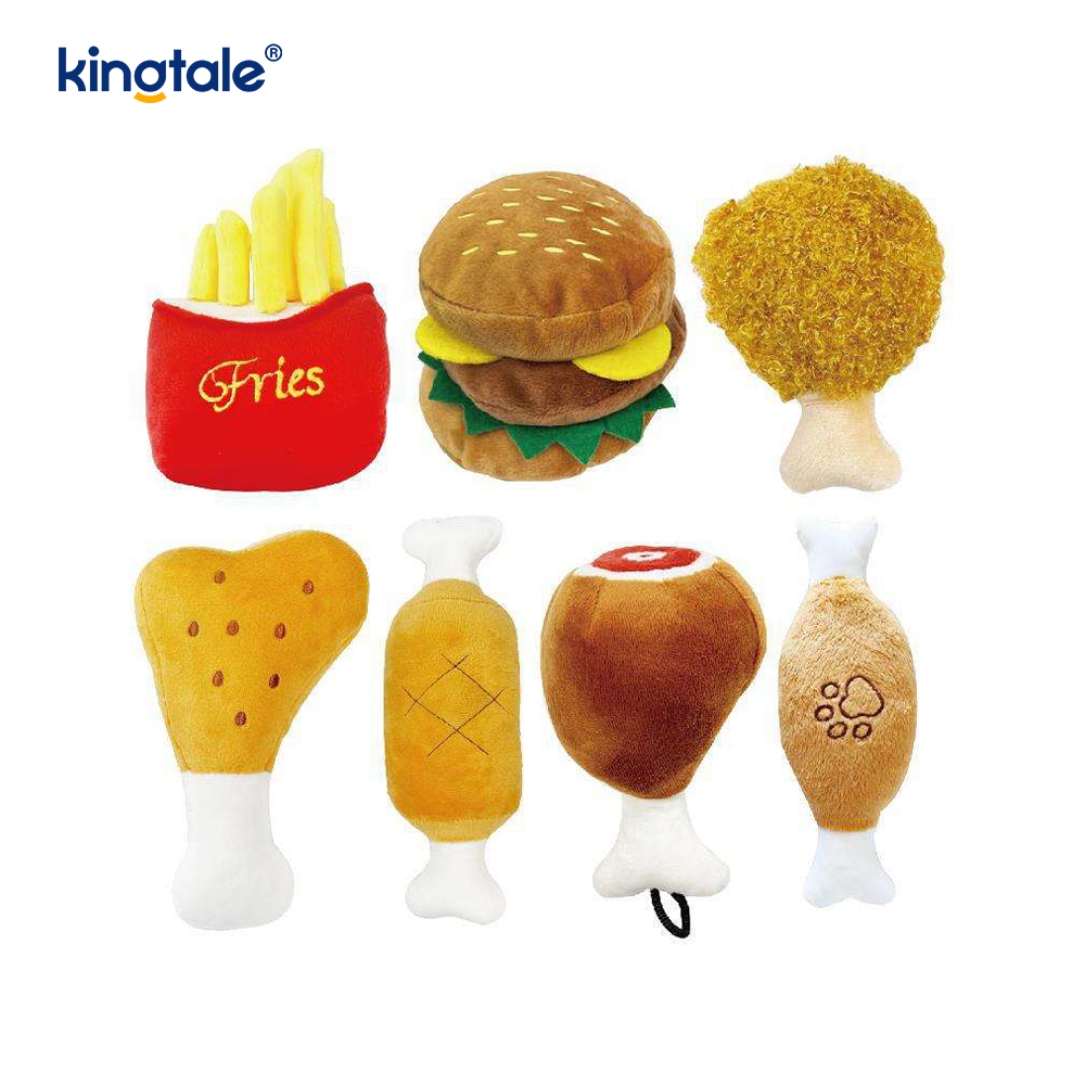 Hamburger jouet hurlant, frites, cuisse de poulet pour chat et chien