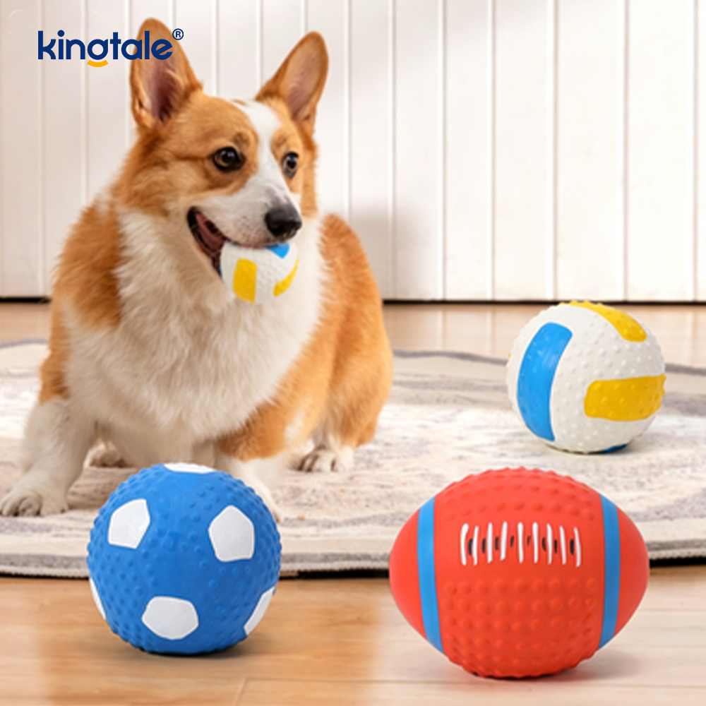 Jouets grinçants en latex pour animaux de compagnie (football, football, volley-ball)