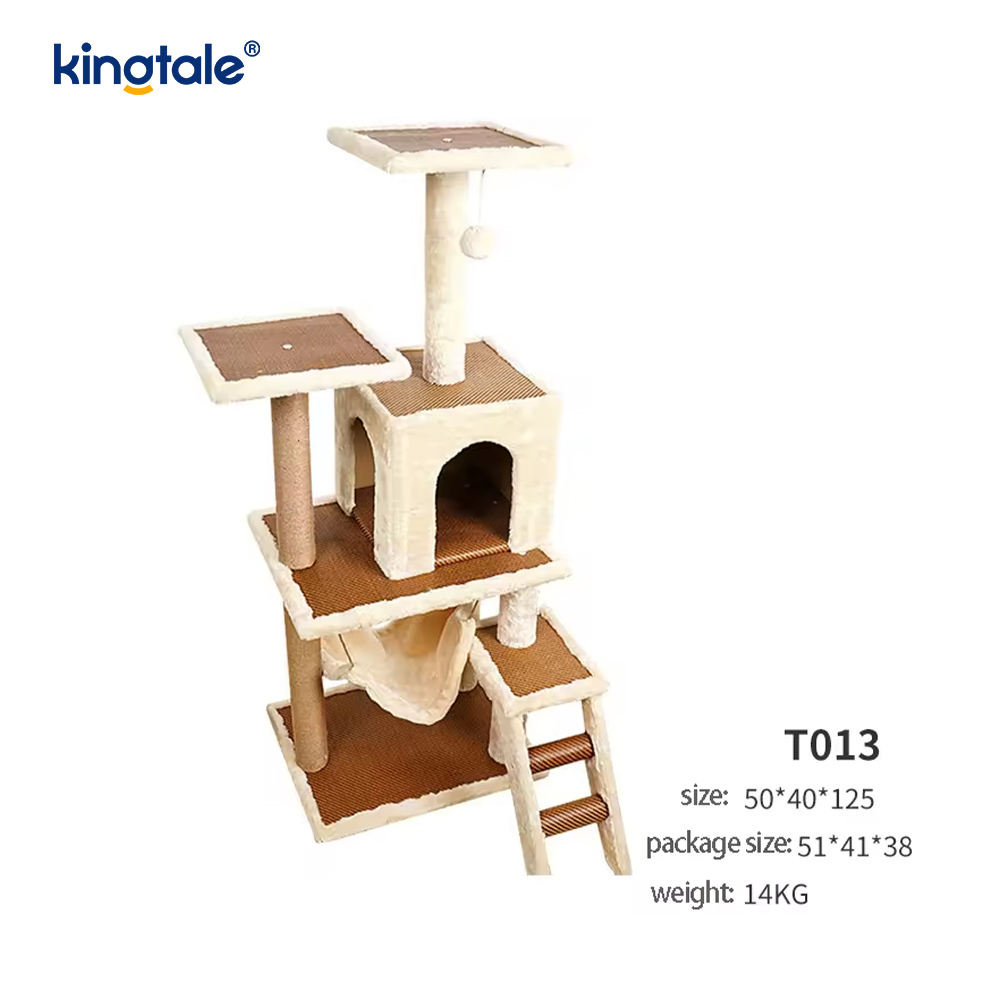 Arbre à chat en sisal naturel, grande tour à chat, condo à plusieurs niveaux en peluche
