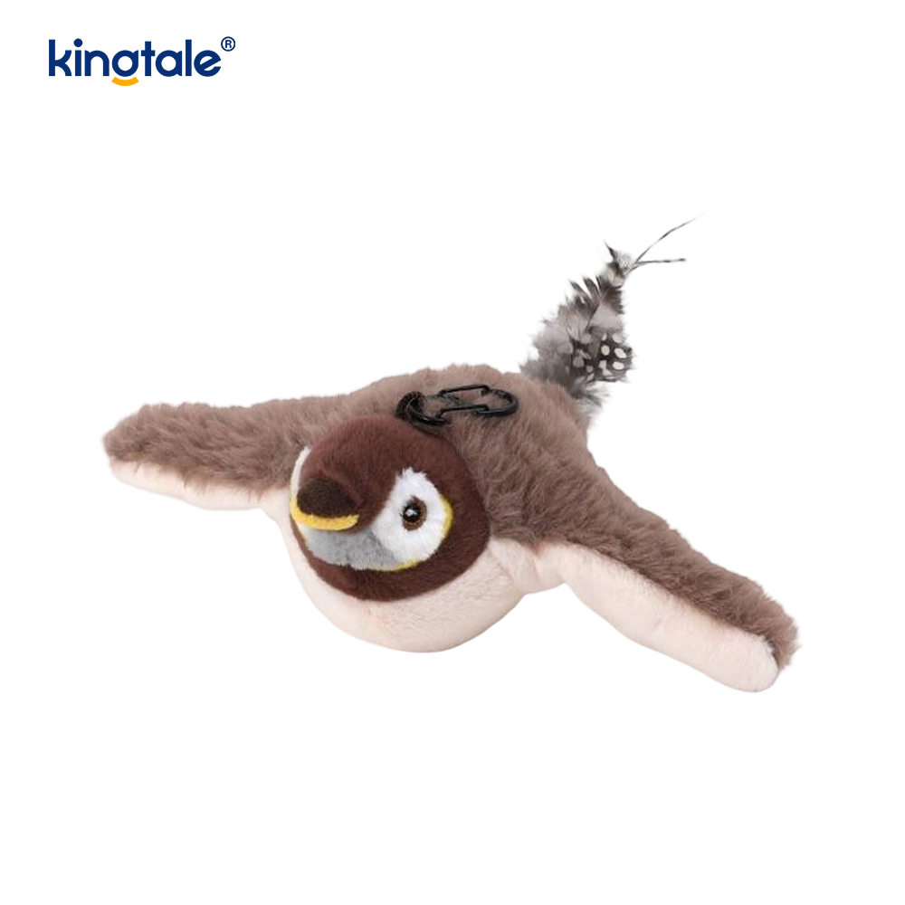 Jouet oiseau/chat électrique rechargeable en peluche et réaliste qui émet des sons lorsqu'il est tapoté