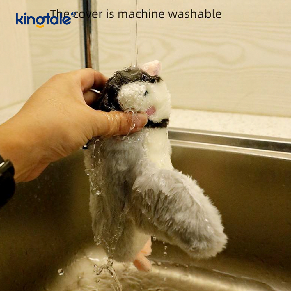 Jouet oiseau/chat électrique rechargeable en peluche et réaliste qui émet des sons lorsqu'il est tapoté
