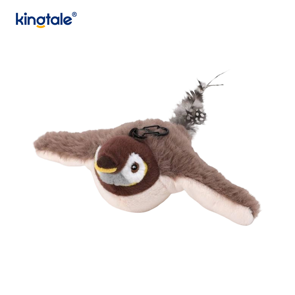 Jouet oiseau/chat électrique rechargeable en peluche et réaliste qui émet des sons lorsqu'il est tapoté