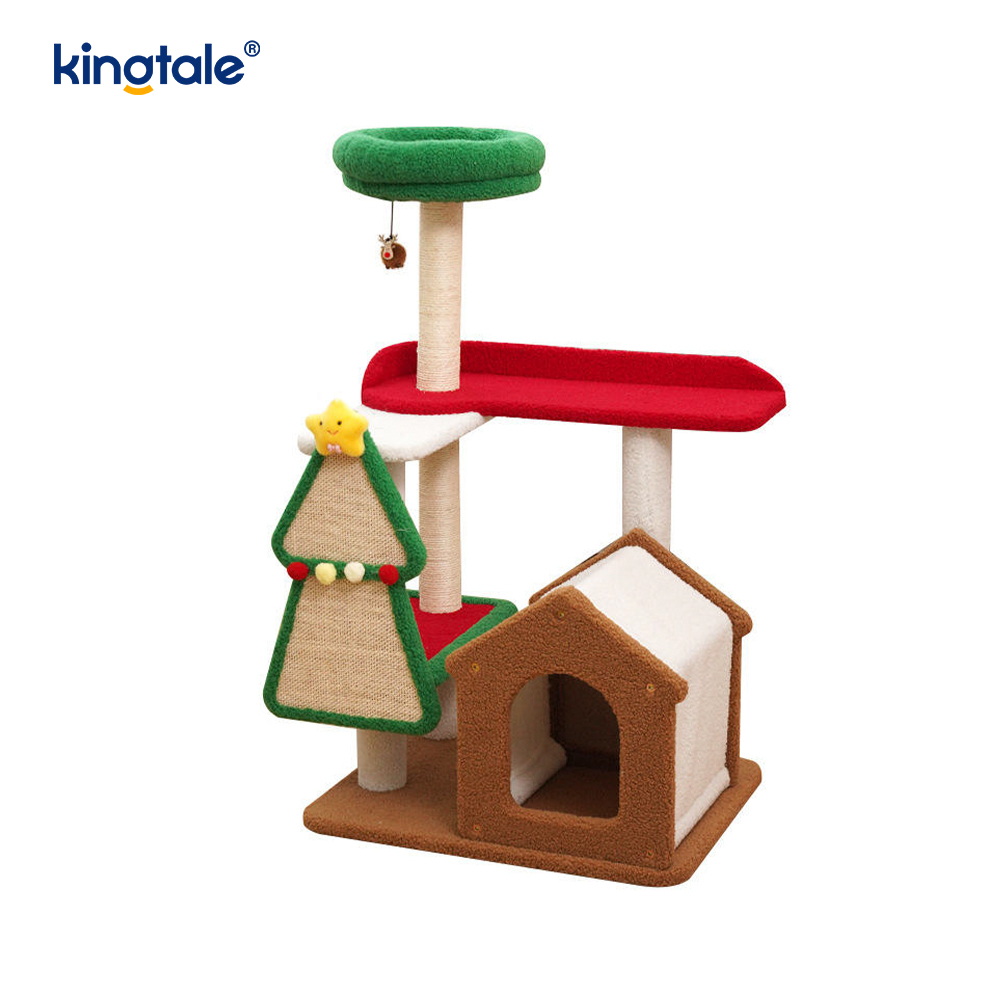 Appartement de tour de siège de pilier d'éraflure de chat résistant à l'usure fait sur commande de série de Noël