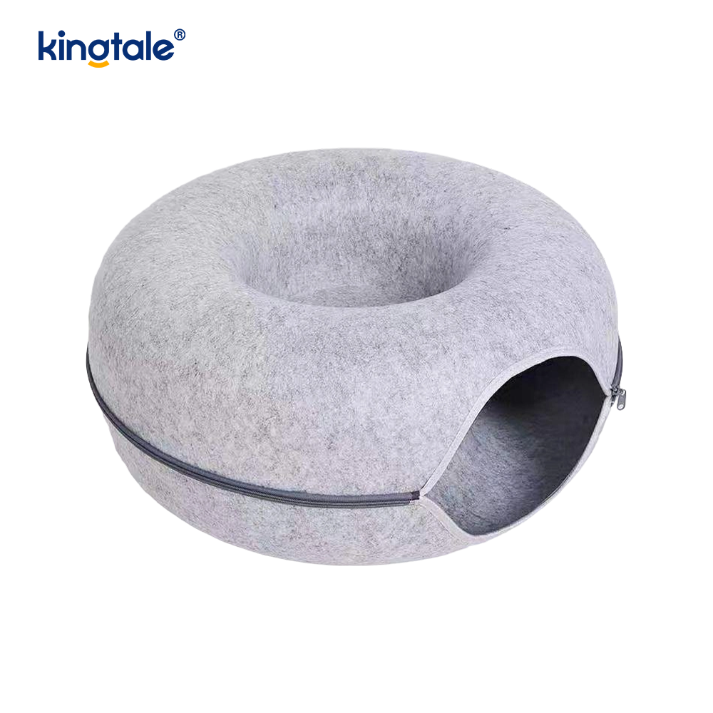 Feutre rond détachable et intérieur lavable pour chat, tunnel de jeu pour chat, lit de grotte