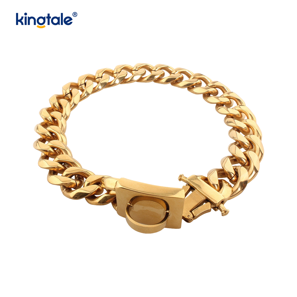 Collier de chaîne d'étranglement de chien de lien cubain d'acier inoxydable plaqué par mode