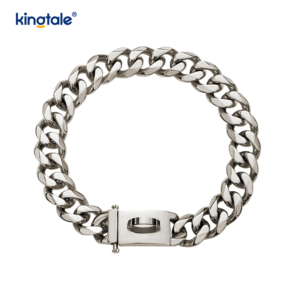 Collier de chaîne d'étranglement de chien de lien cubain d'acier inoxydable plaqué par mode