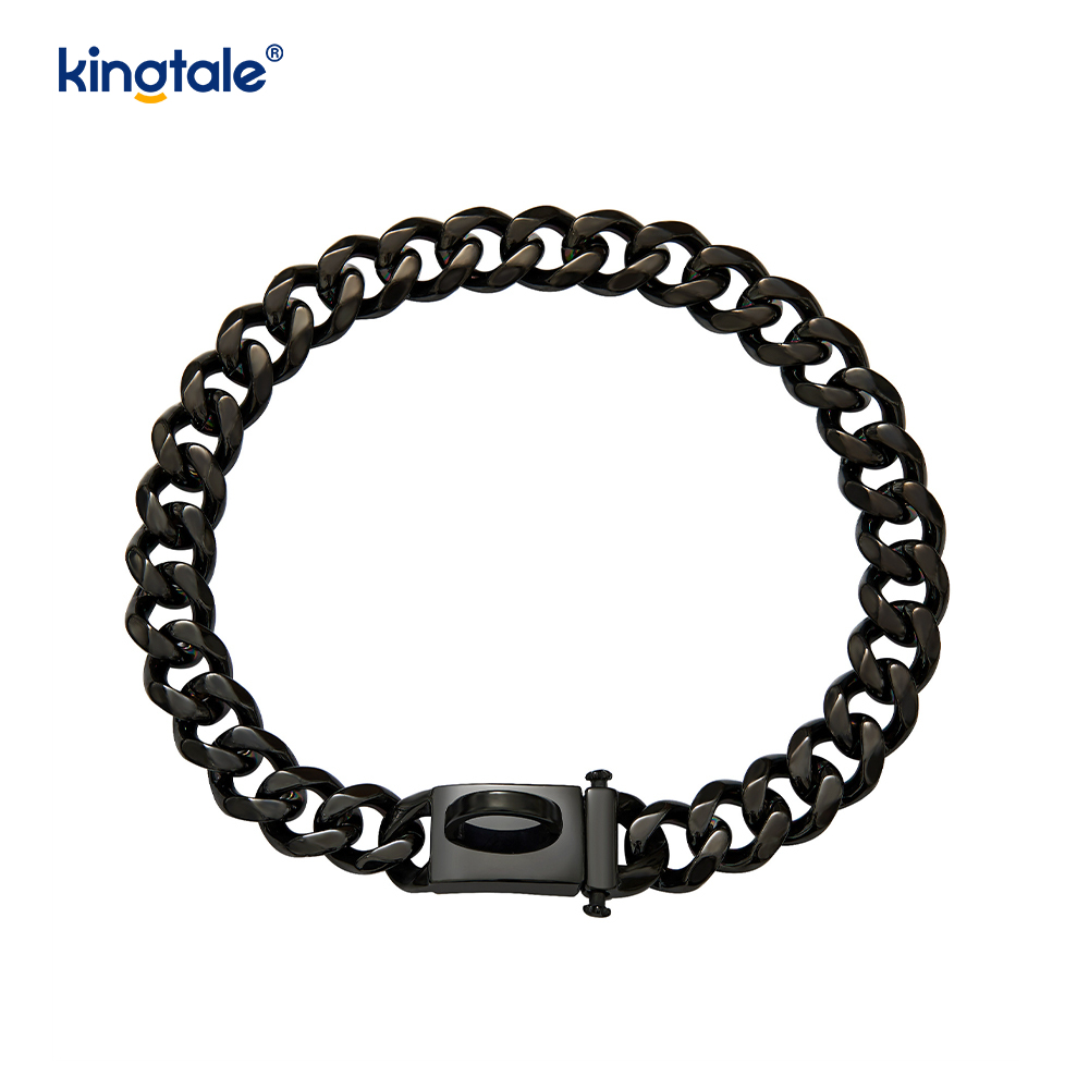 Collier de chaîne d'étranglement de chien de lien cubain d'acier inoxydable plaqué par mode